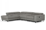 Vern Reclining Eco-Leather Sectional in Grey or Taupe