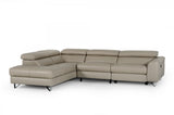 Vern Reclining Eco-Leather Sectional in Grey or Taupe