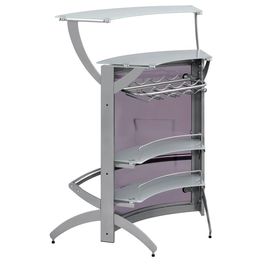 Contemporary Silver Metal Bar Unit