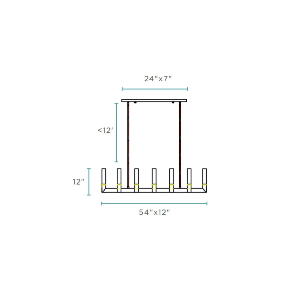 Rectangular Crystal LED Chandelier with 12 Lights