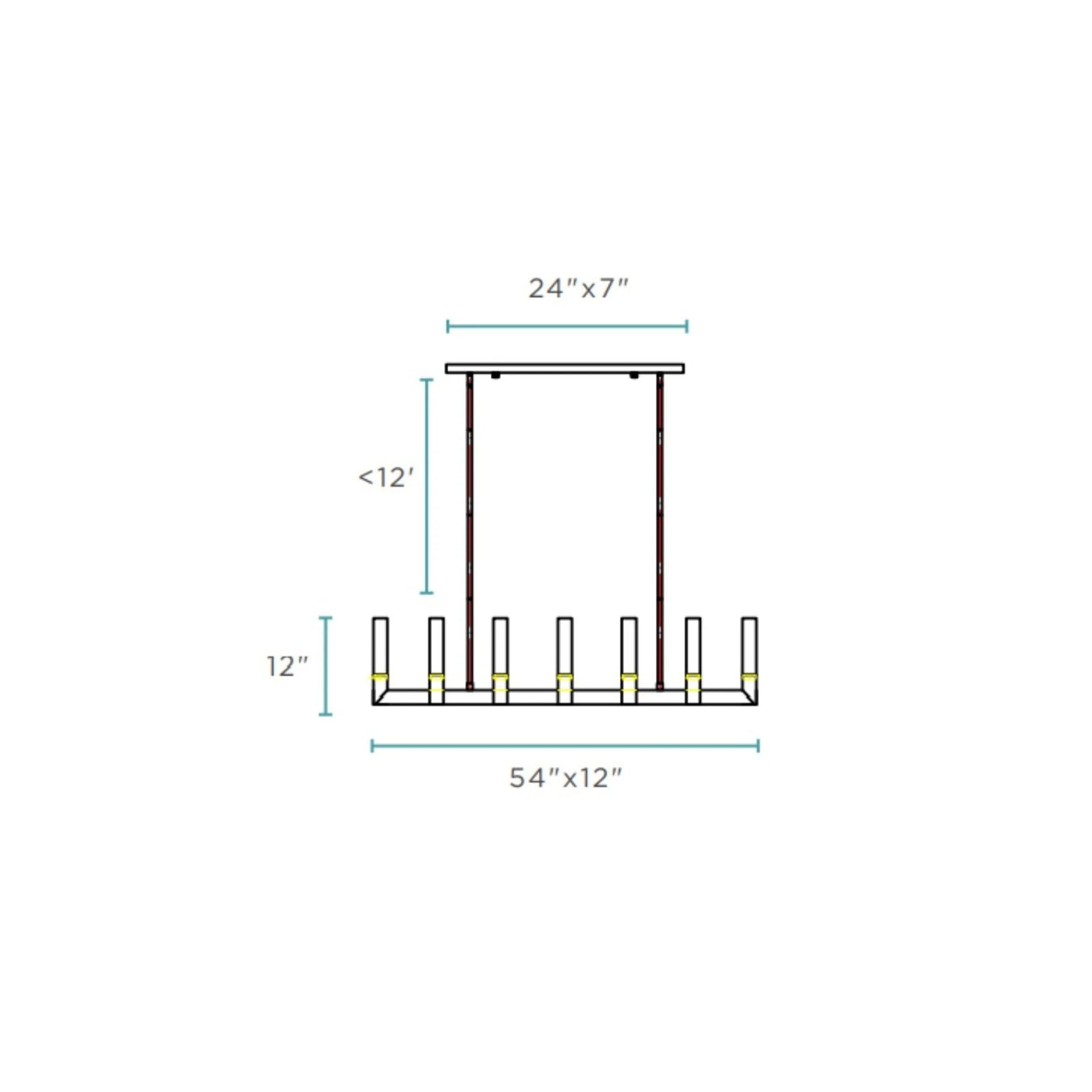Rectangular Crystal LED Chandelier with 12 Lights