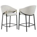 Beige Fabric Stool with Black Metal in Counter or Bar Height