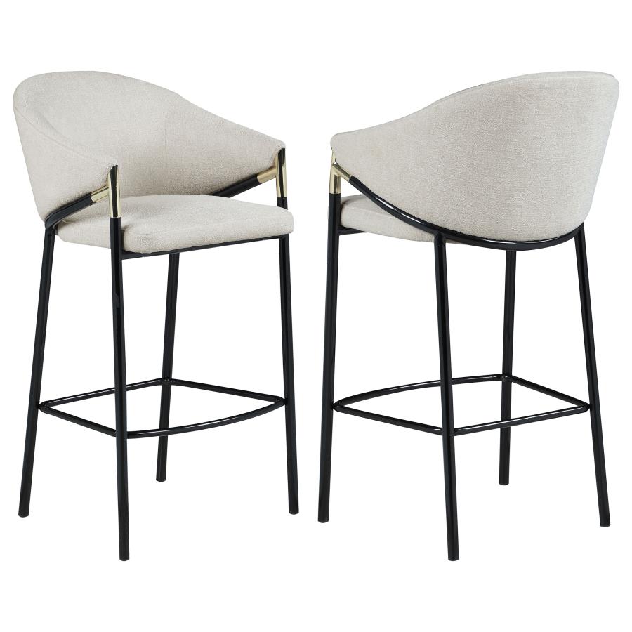 Beige Fabric Stool with Black Metal in Counter or Bar Height