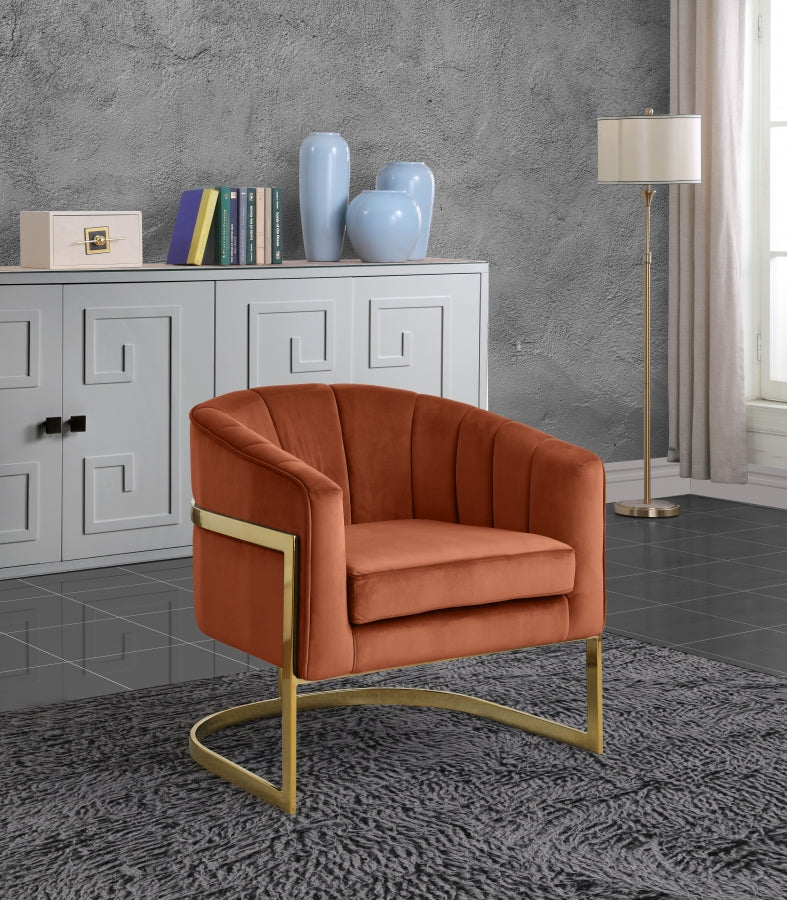 Cara Velvet Accent Chair with Gold Stainless Steel Base in 8 Color Options
