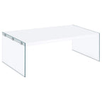 Modern White Occasional Table Collection with Glass Legs