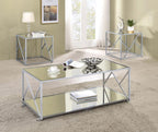 Contemporary Mirrored 3 Piece Occasional Set
