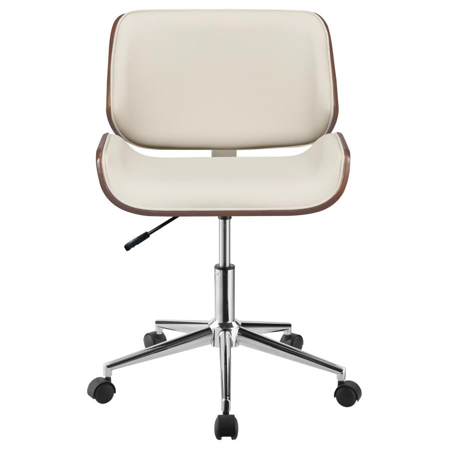 Mid Century Walnut Office Chair in Ecru or Black