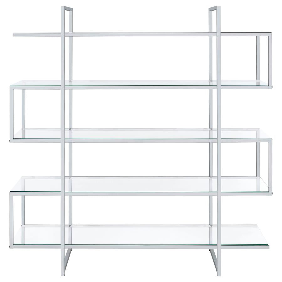 Modern 4-Tier Glass Bookcase