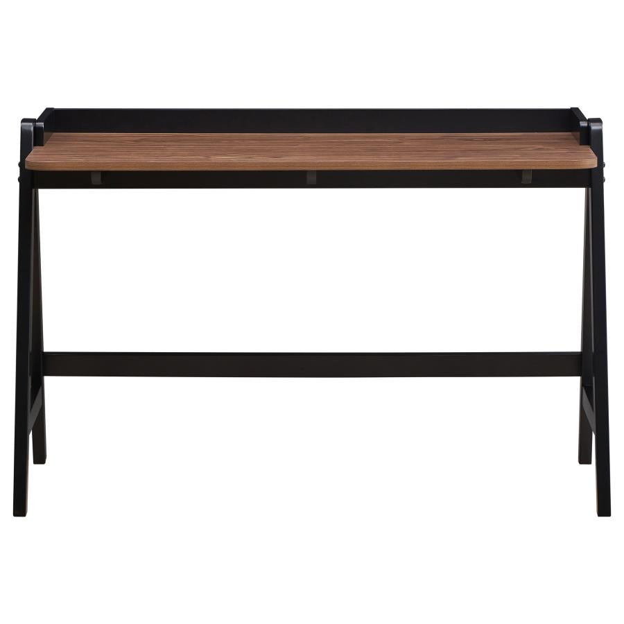 Walnut and Black Office Desk with USB Ports