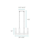 Square Crystal LED Chandelier with 8 Lights