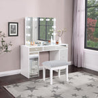 Regina White Hollywood Style Vanity with Stool