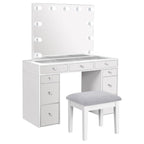 Regina White Hollywood Style Vanity with Stool