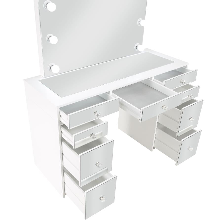 Regina White Hollywood Style Vanity with Stool