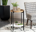 Round Mango Accent Table with Marble Shelf
