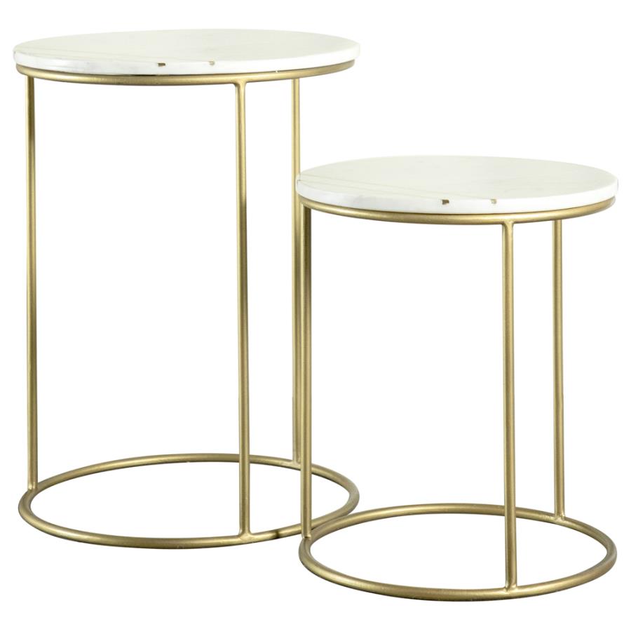 Round White Marble Top Nesting Table