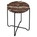Round Red Marble Top Accent Table