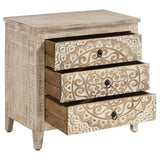 Medallion Distressed White Accent Cabinet