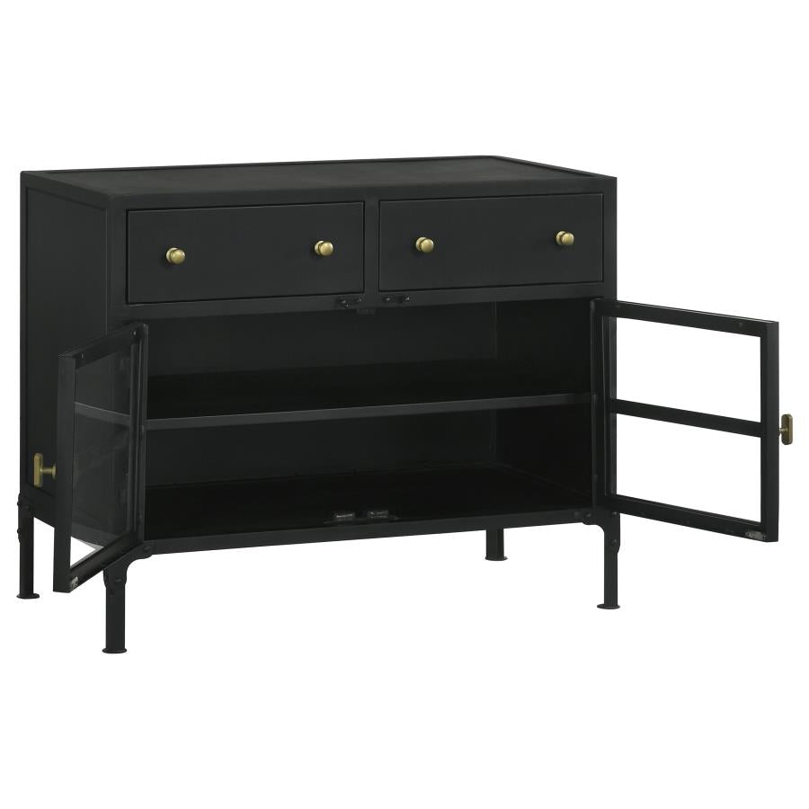 Industrial Accent Cabinet with Glass Doors