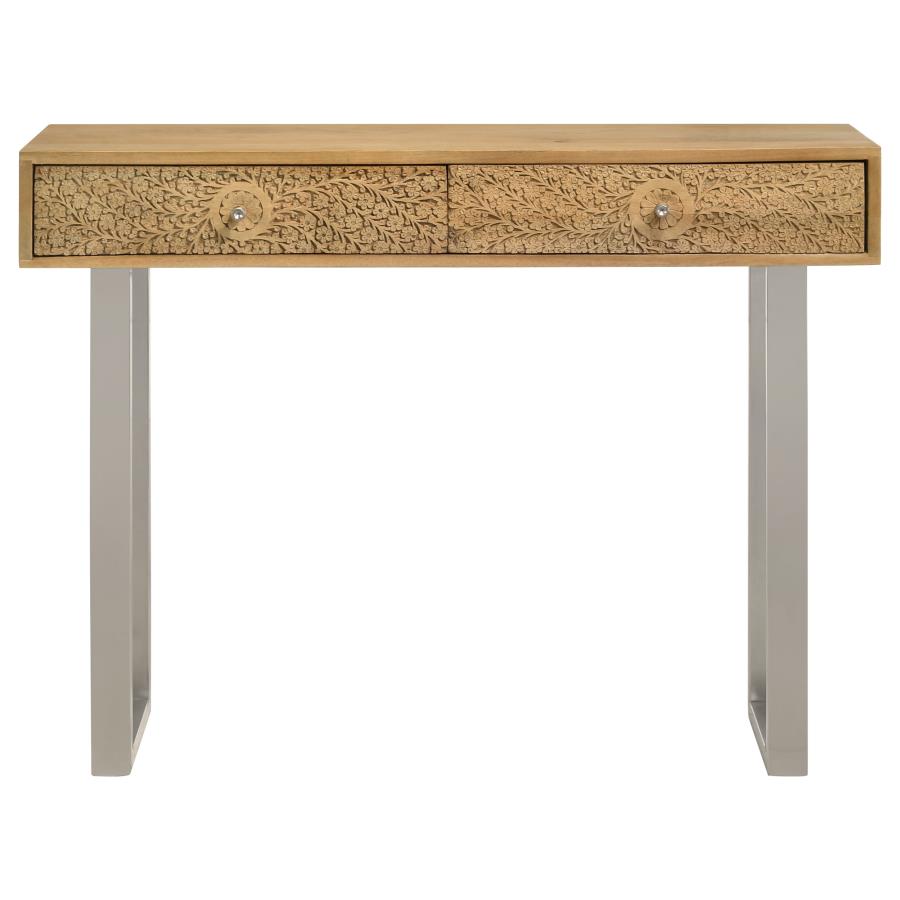 Hand Carved Console Table with Storage Drawers