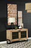 Solid Mango Wood Industrial Accent Cabinet