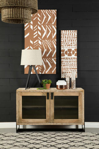 Solid Mango Wood Industrial Accent Cabinet