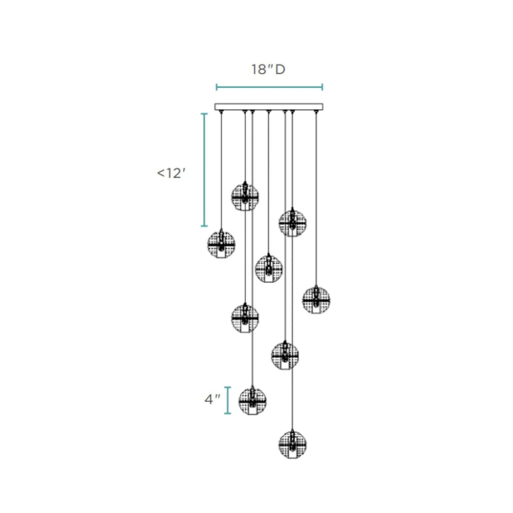 Crystal Spheres Chandelier with 9 Lights