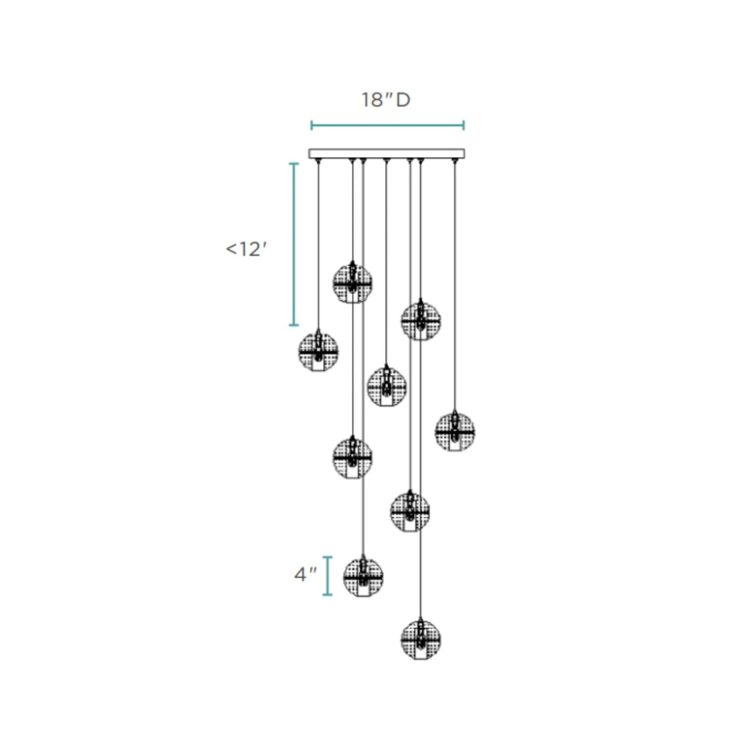 Crystal Spheres Chandelier with 9 Lights