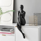 Pensive Pose Lady Sculpture in Black or White