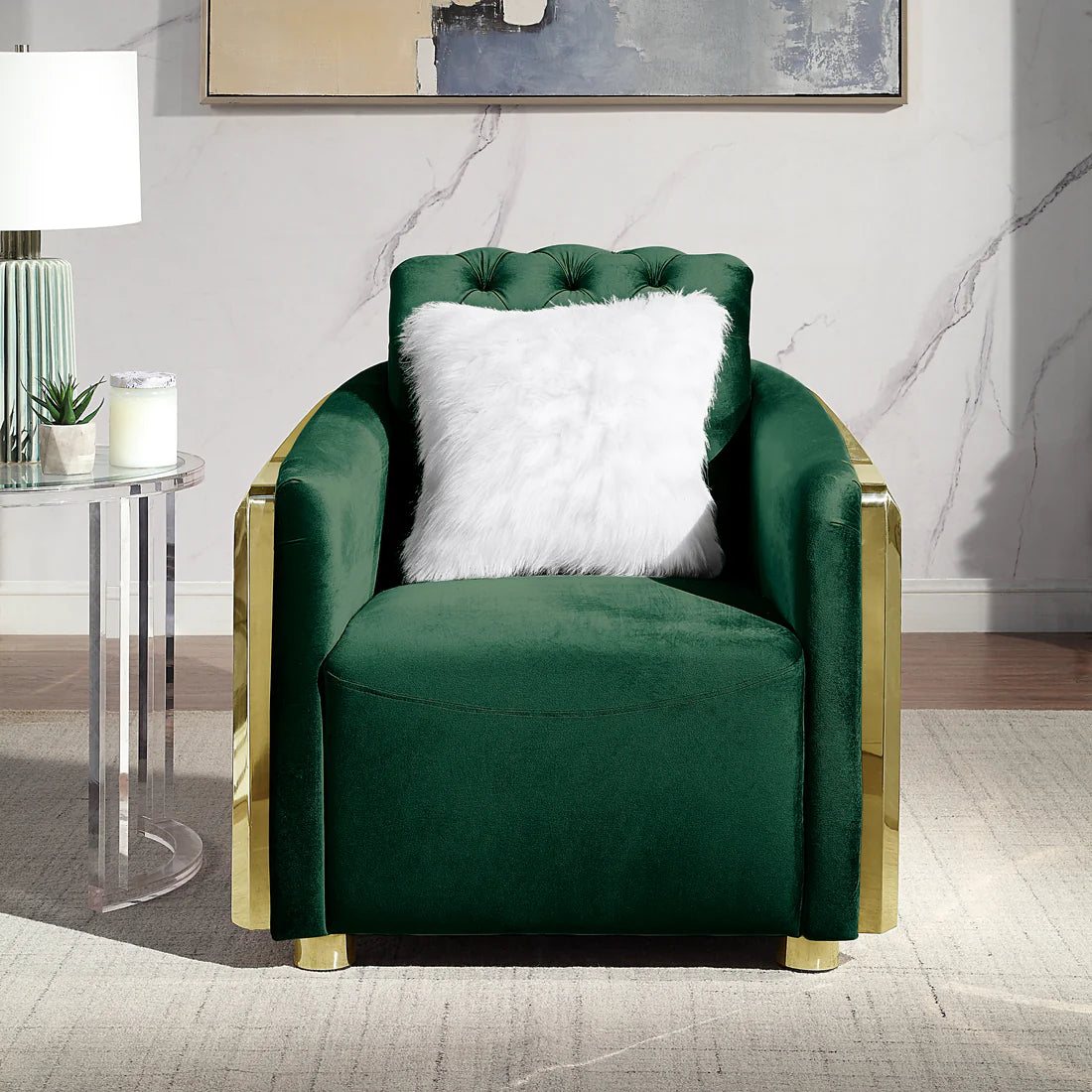 Deanna Velvet Living Room Collection in Green or Black