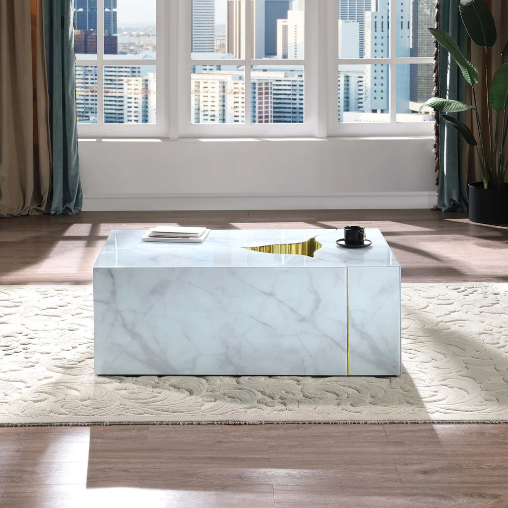 Modular Faux Marble Coffee Table in Black or White
