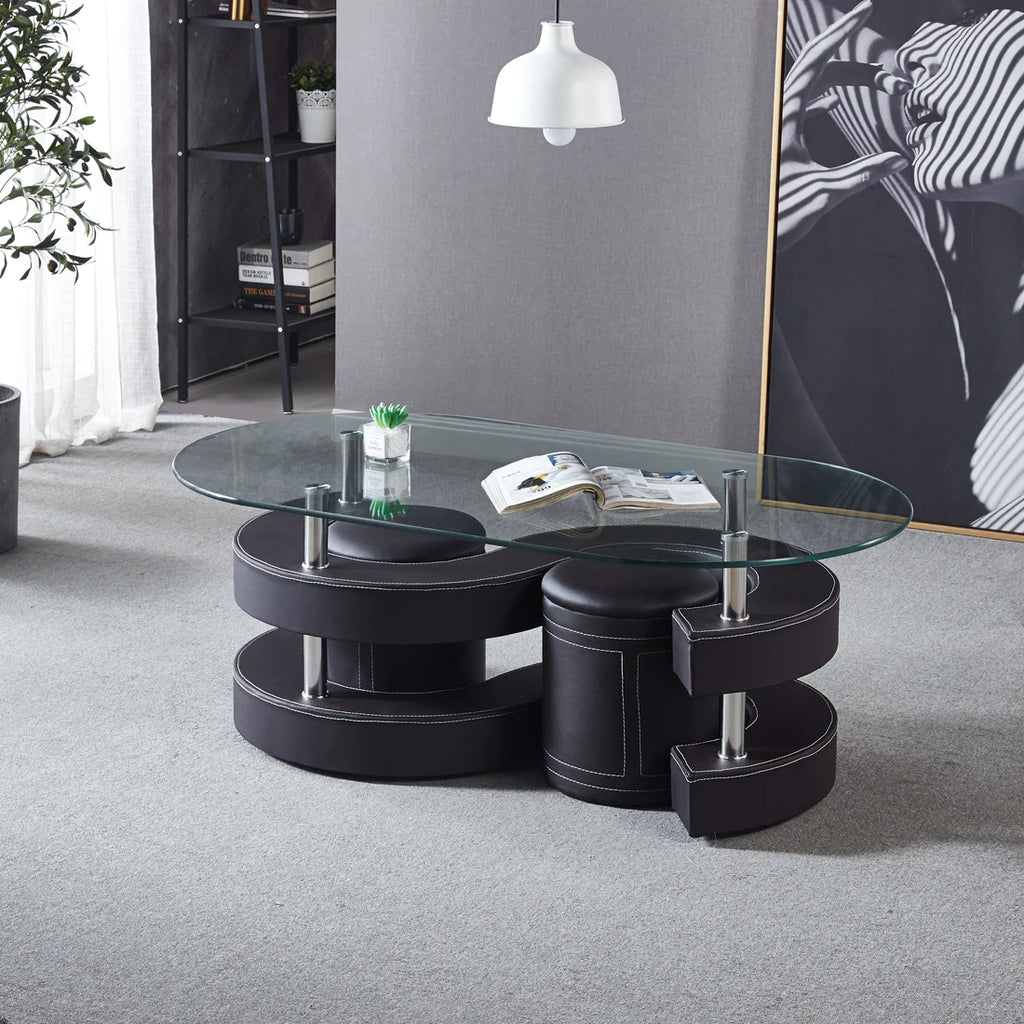 Contemporary Leatherette Coffee Table in 3 Color Options