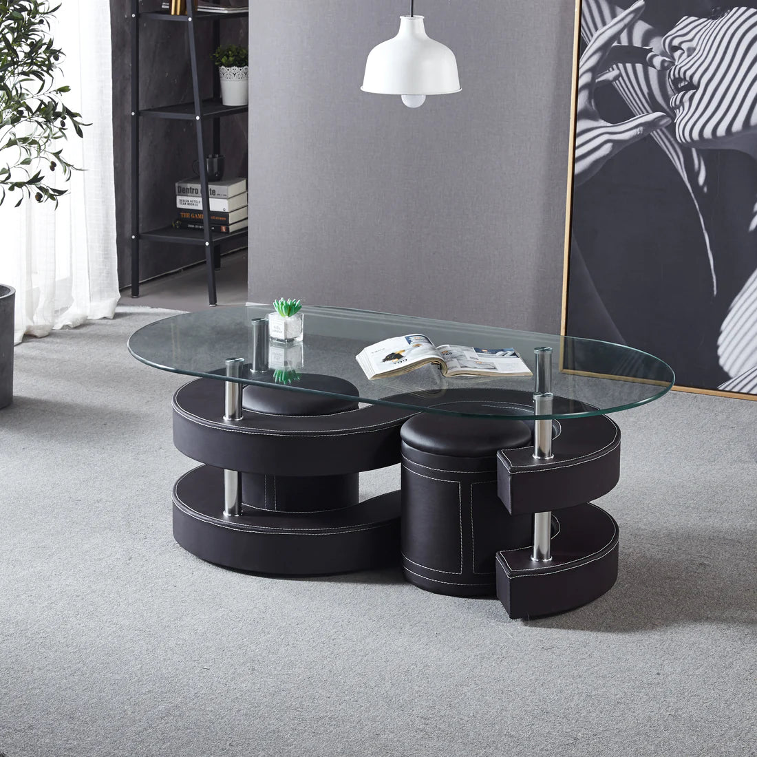 Contemporary Leatherette Coffee Table in 3 Color Options