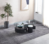 Contemporary Coffee Table with 2 Stools in 3 Color Options