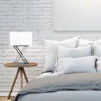 Linen Shade Table Lamp with Chrome X-Base