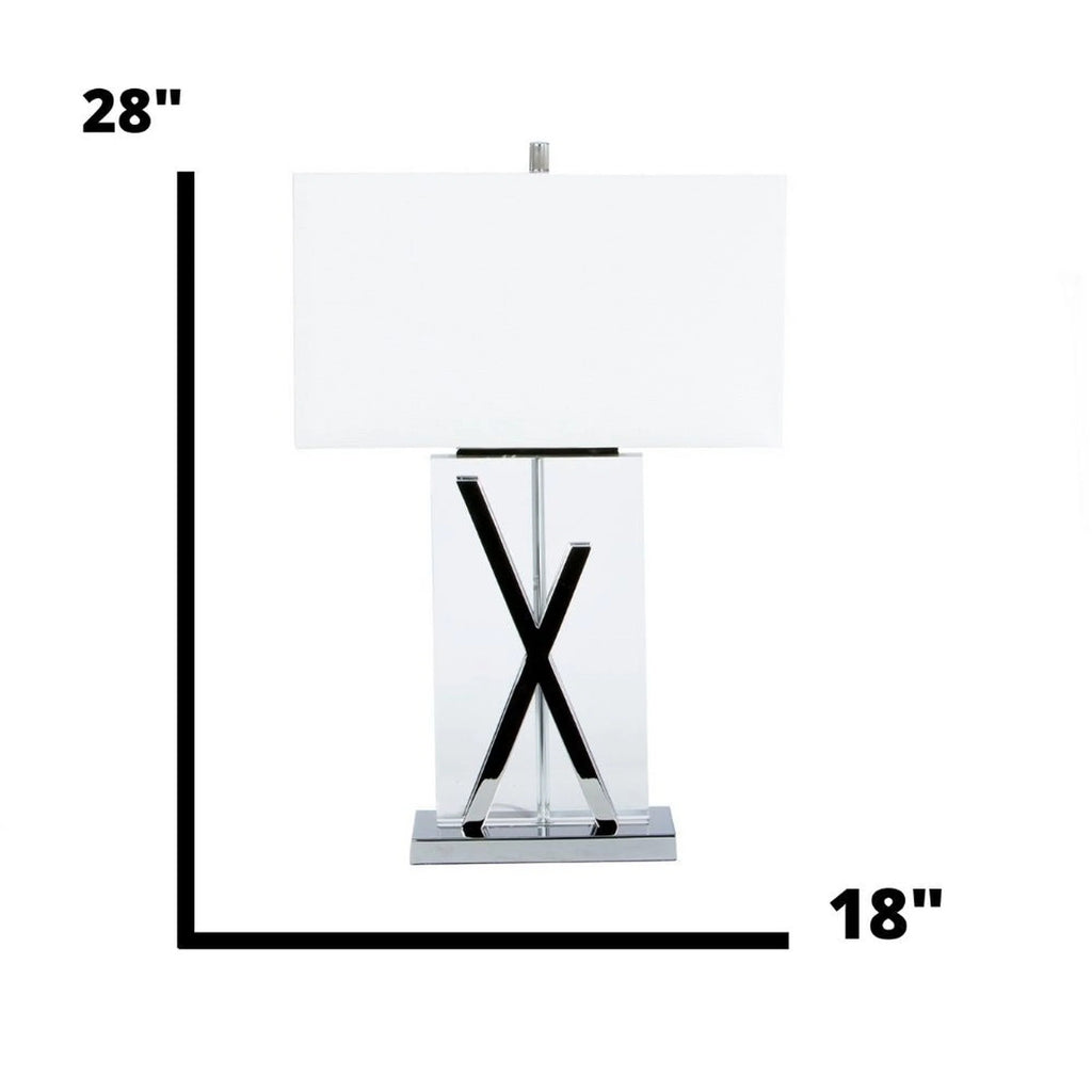 Crystal and Chrome Table Lamp with White Shade