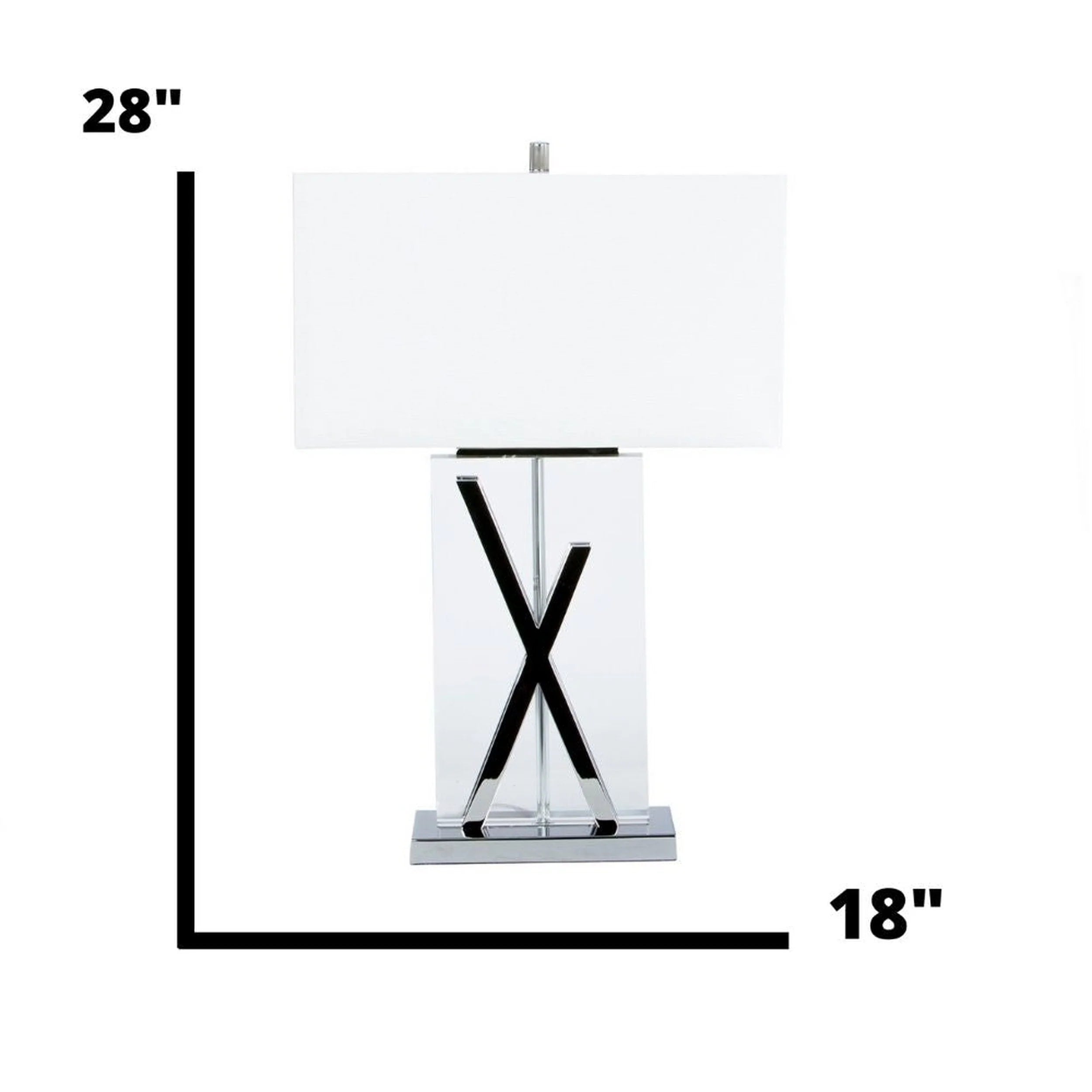 Crystal and Chrome Table Lamp with White Shade