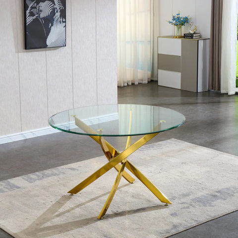 Lanie Round Glass Dining Table in 2 Colors & 2 Sizes