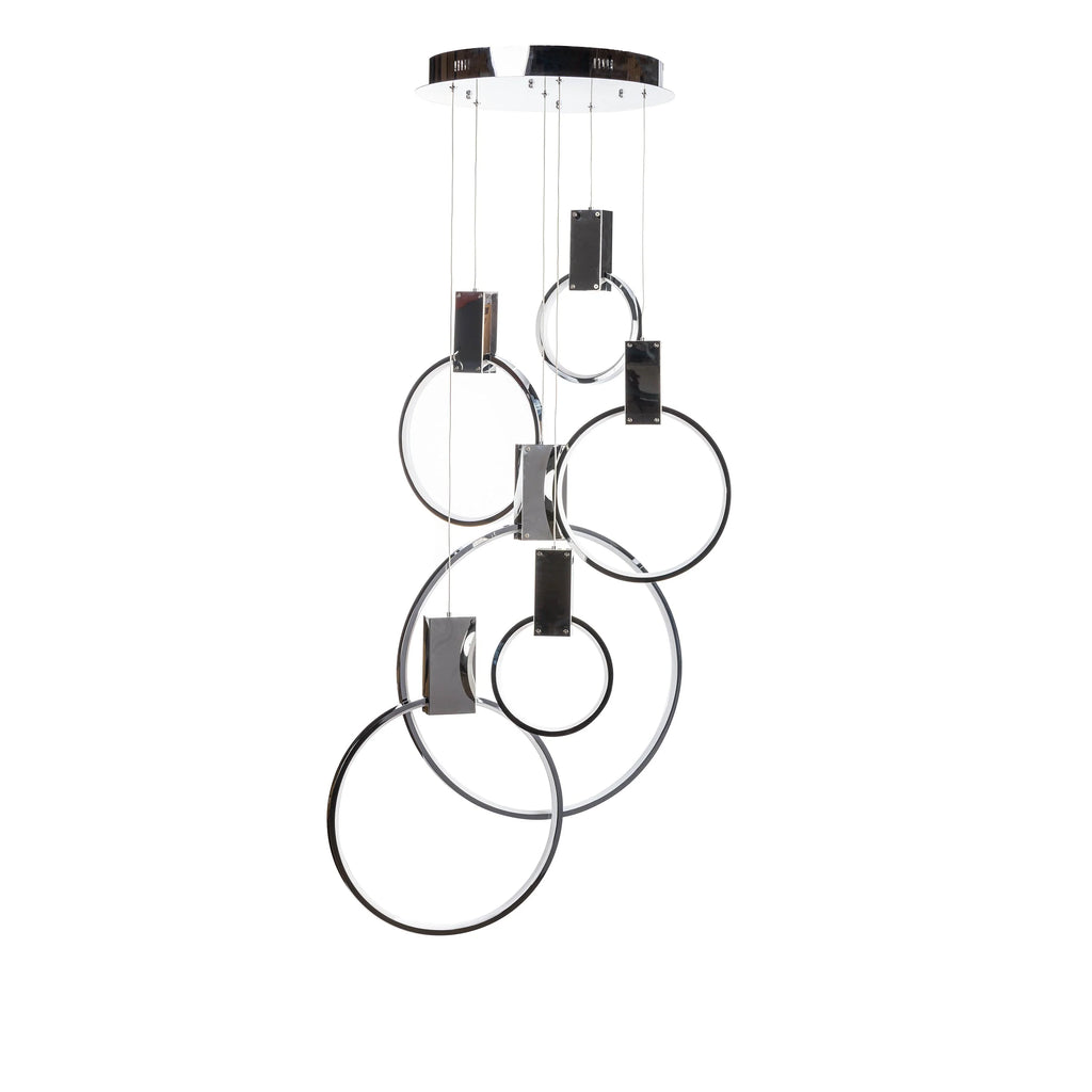 Contemporary Round LED Chandelier with 6 Hoops in 2 Finishes