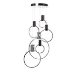 Contemporary Round LED Chandelier with 6 Hoops in 2 Finishes