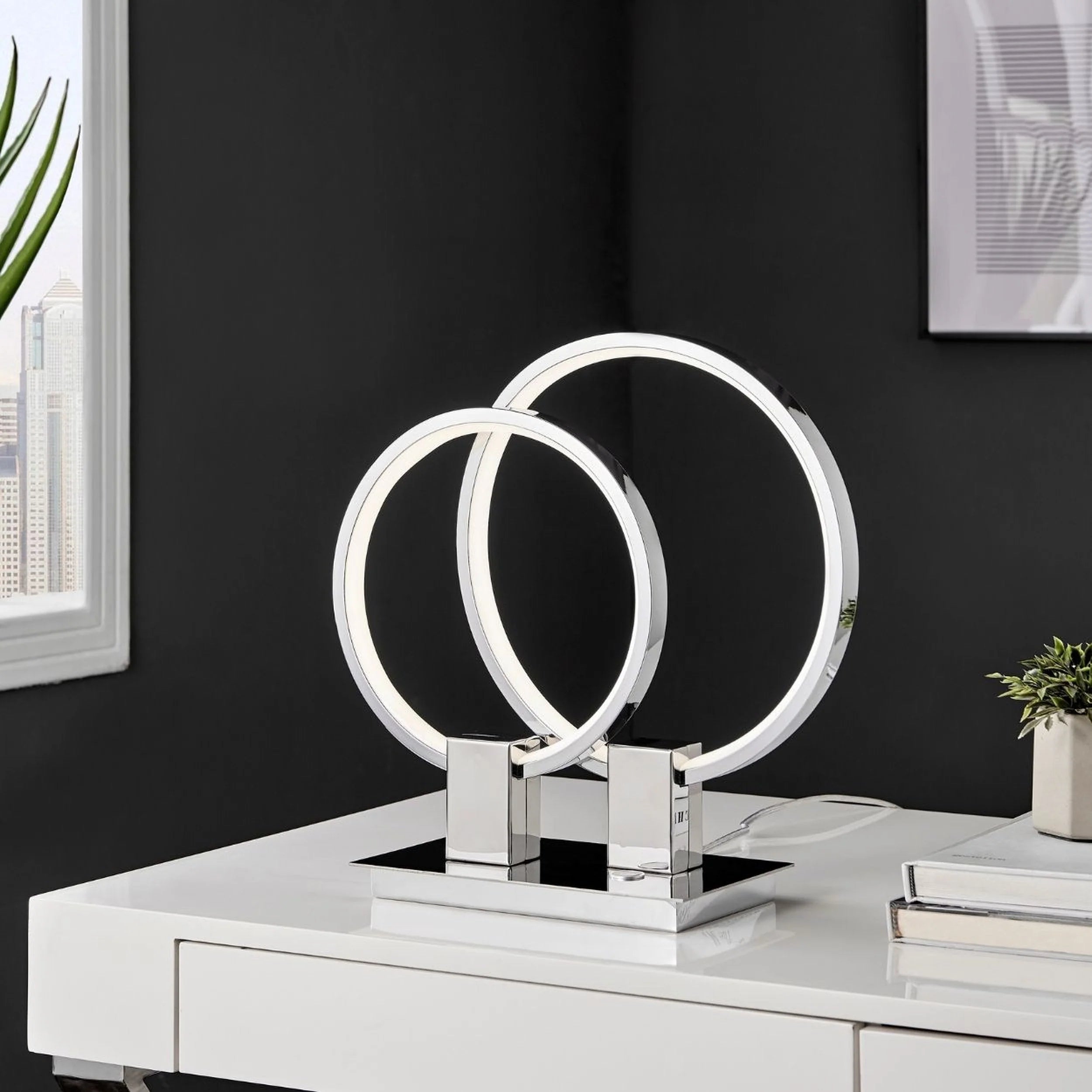 Ring Design LED Table Lamp in 2 Sizes & 2 Colors