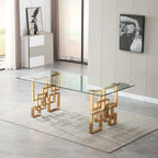 Susie Glass Dining Table in Gold or Silver