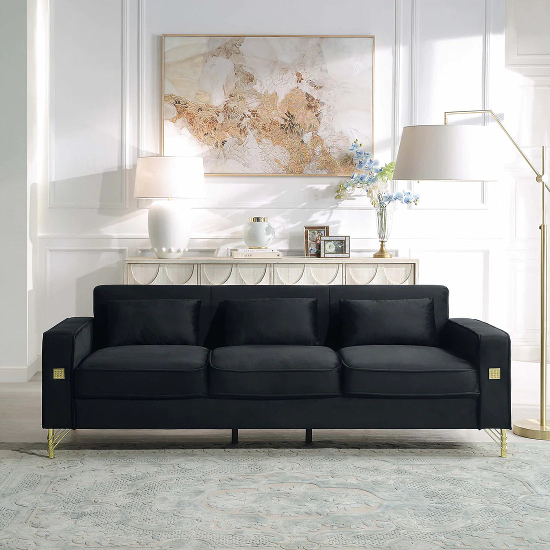 Mia Velvet Living Room Collection in 4 Color Options