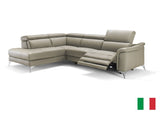 Monte Carlo Italian Leather Reclining Sectional in Grey or Taupe