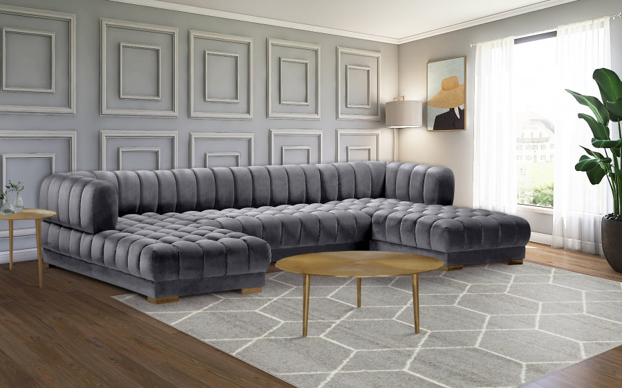 Gwenette Tufted Velvet Sectional in 5 Color Options