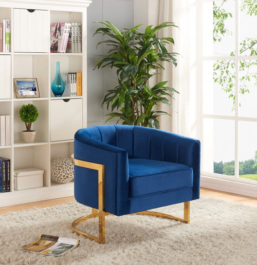 Cara Velvet Accent Chair with Gold Stainless Steel Base in 8 Color Options