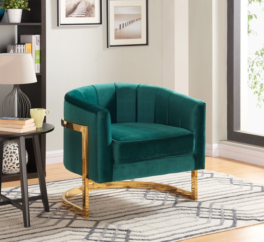 Cara Velvet Accent Chair with Gold Stainless Steel Base in 8 Color Options