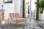 Alex Tufted Velvet Accent Chair with Gold Stainless Steel Base
