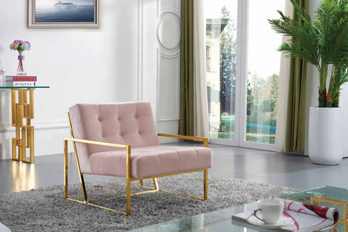 Alex Tufted Velvet Accent Chair with Gold Stainless Steel Base