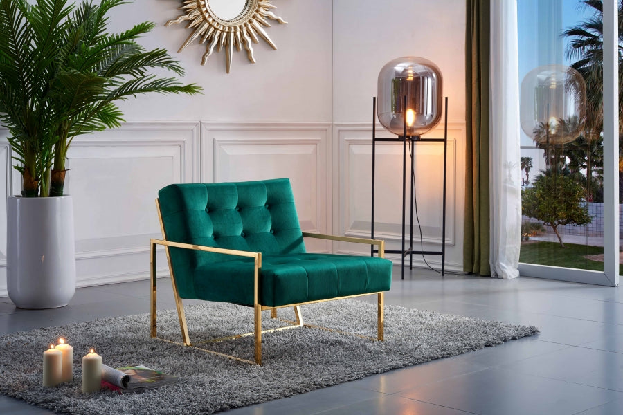 Alex Tufted Velvet Accent Chair with Gold Stainless Steel Base