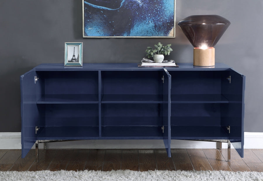 Collins Lacquered Blue Chevron Sideboard